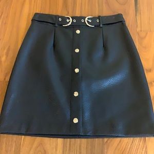 Pleather mini skirt with buckle